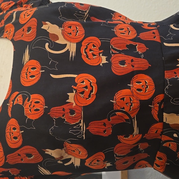 Halloween Pumpkin Cat Print Dress, Collectif, 10UK, NWOT - Picture 9 of 14